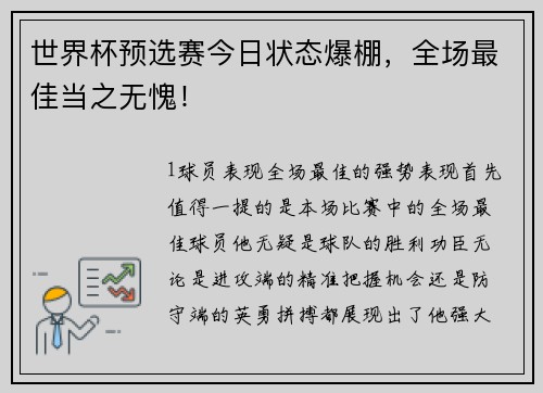 世界杯预选赛今日状态爆棚，全场最佳当之无愧！